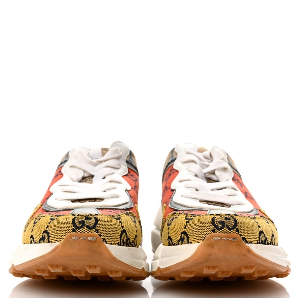 GUCCI Monogram Multicolor Demetra Women’s Rhyton Sneakers Yellow Blue Tobasco - Picture 3 of 10